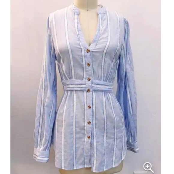 🆕 Anthropologie Top with Cinched Waist & Attached Sash Belt. Cotton/Polyester - Picture 10 of 12